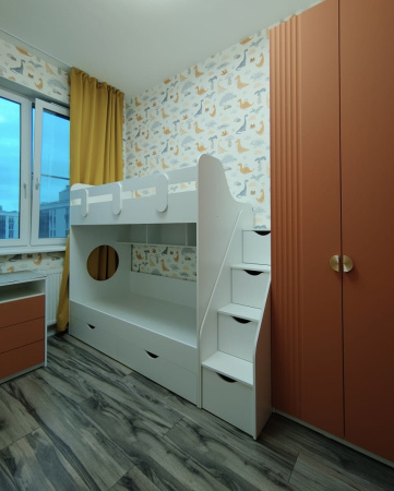 Двухъярусная кровать Фортуна (серебро + белый) 180х80 от Династия Kids