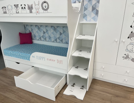 Двухъярусная кровать коллекции Хэппи 180х80 с бортиком от Династия Kids