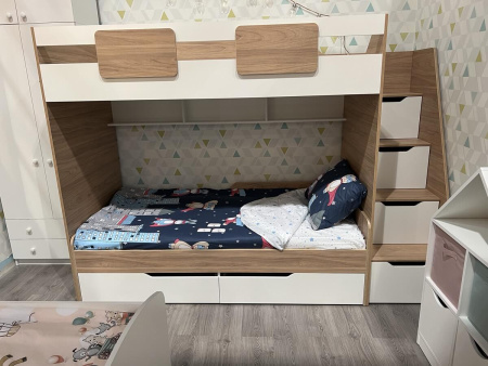 Кровать-чердак Мозаика + кровать Мозаика 190х90 от Династия Kids