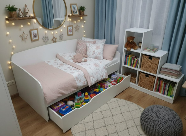 Стол коллекции Умка + стеллаж Мозаика + кровать Двушка от Династия Kids