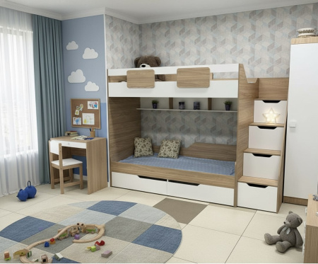 Кровать-чердак коллекции Мозаика 190х90  от Династия Kids