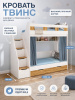 Двухъярусная кровать Твинс 190х90 (дуб сонома + белый) от Династия Kids