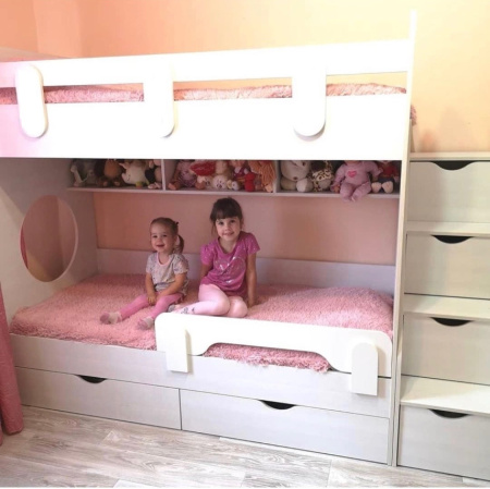 Двухъярусная кровать Фортуна 200х90 (цвет белый) от Династия Kids