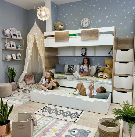 Кровать-чердак коллекции Мозаика 190х90  от Династия Kids