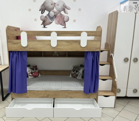 Двухъярусная кровать Фортуна 180х80 (белый + дуб сонома) от Династия Kids