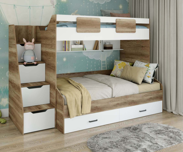 Кровать-чердак Лайт Лофт 200х90 + кровать Твой Стиль 120х200 от Династия Kids
